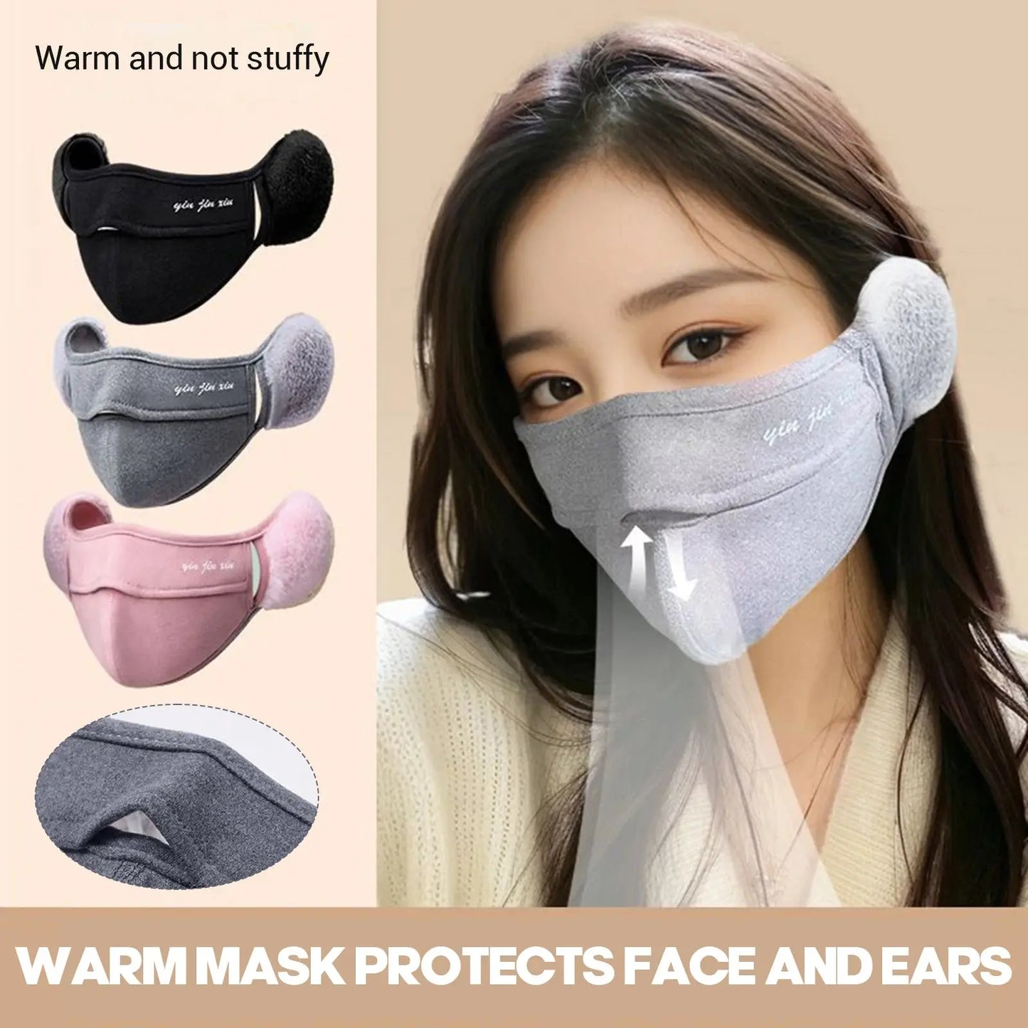 Woman Winter Mouth Cover with Earmuffs Womens Winter Warm Windproof Mask for Cycling Bicycle Motorcycle
