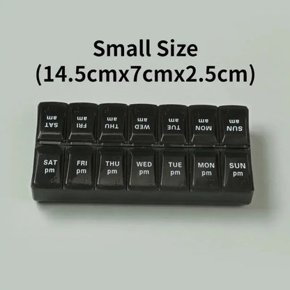 Portable Weekly Travel Pill Case 7 Days Organizer 14 Grids for Tablets Vitamins Medicine & Fish Oils Storage Container