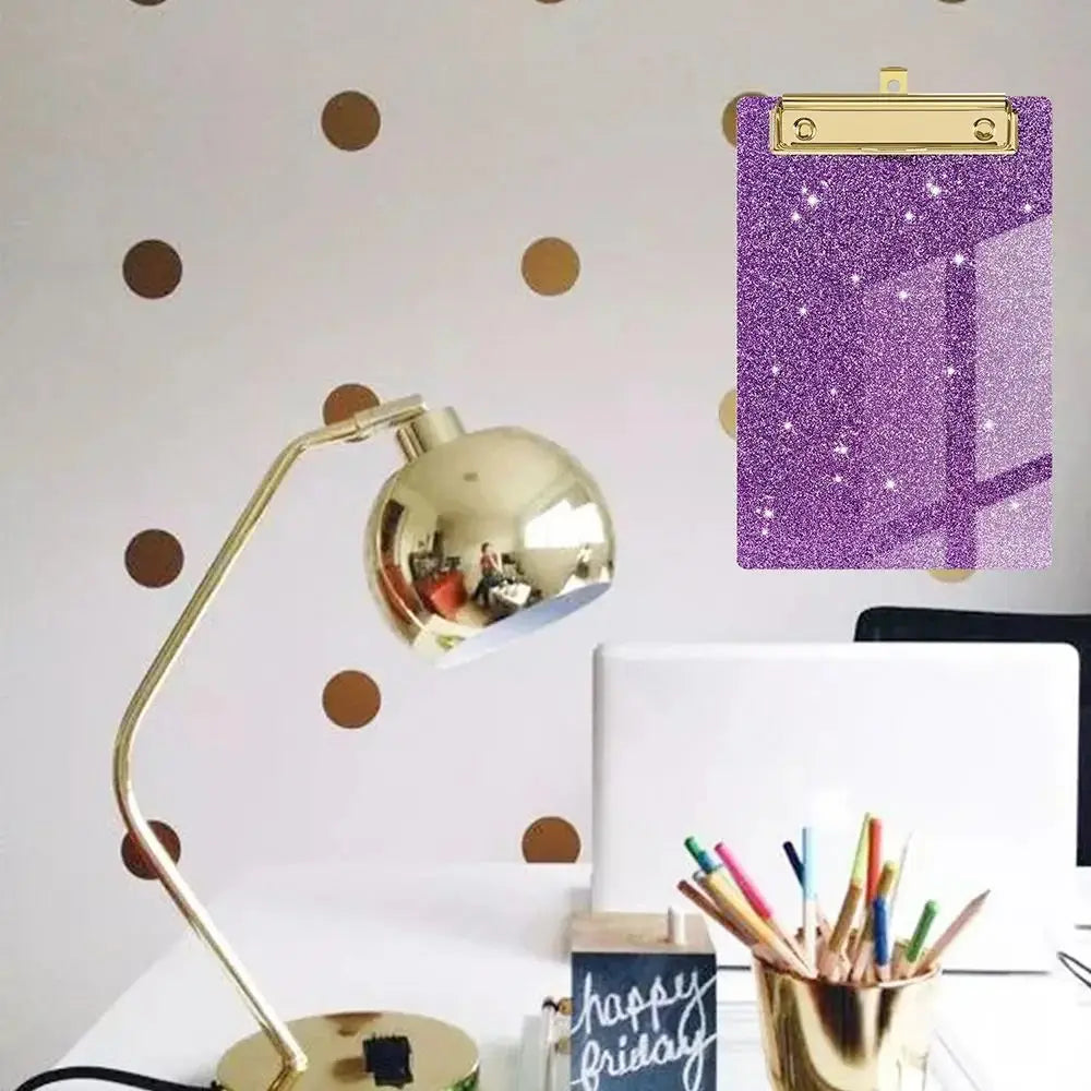 Durable Pink Glitter Acrylic Clipboards Colored Mental Clip Writing Clip Board Student Supplies Office Clipboard Classrooms