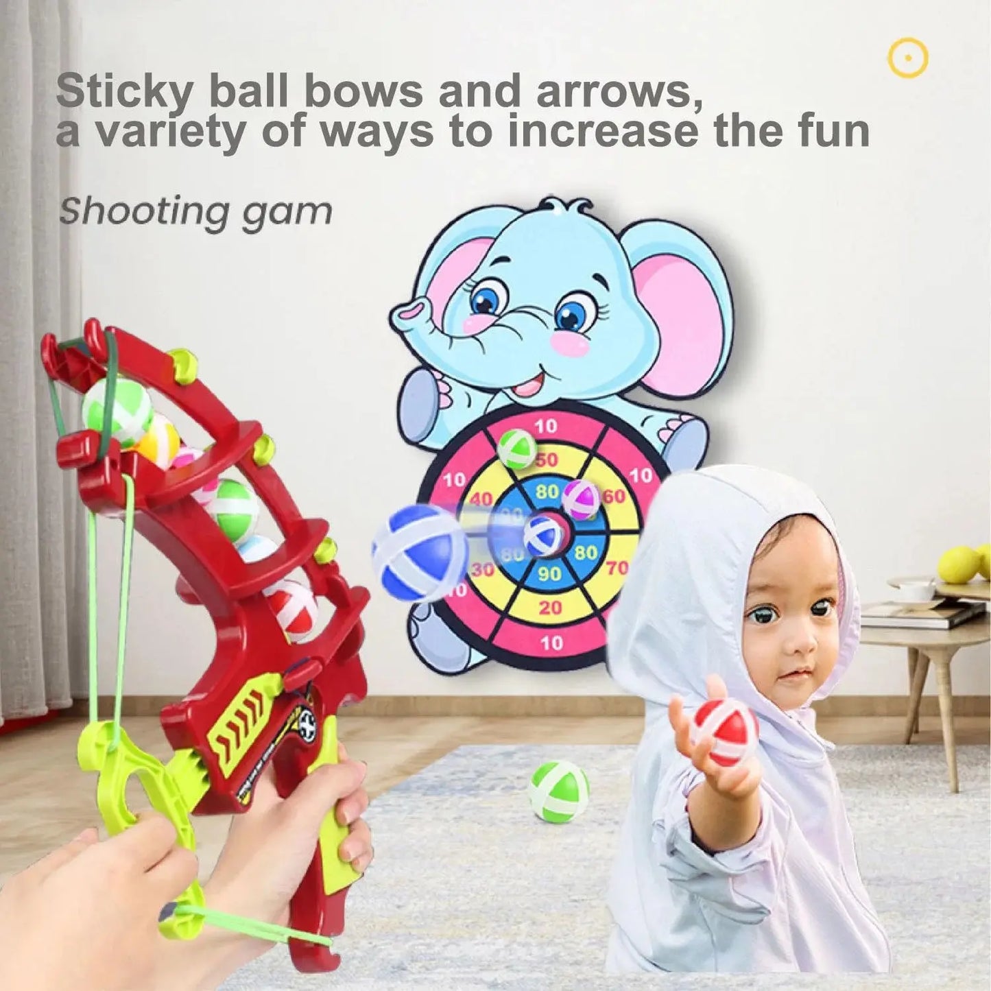 Montessori Educational Sport Game for Kids - Outdoor Throw Sport Slingshot Target Sticky Ball Dartboard Basketball Board Game Toy