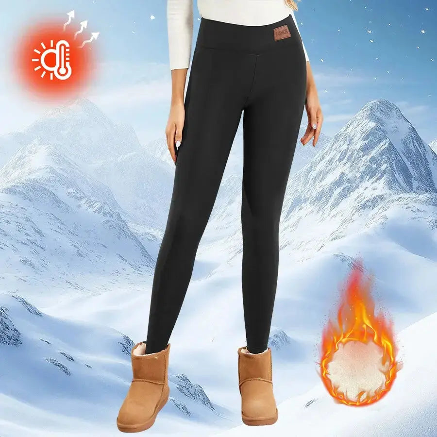Fleece Women Leggings Thick Flared Pants High-Waisted Thermal Tights Tummy Control Winter Warm Legging Casual Wear Shoporiz