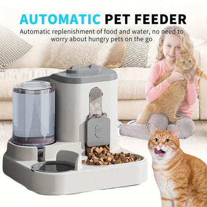 Cat Bowl Automatic Feeder with Spill Proof Design with Water Fountain Pet Food Dispenser for Small Medium Large Cats Dogs