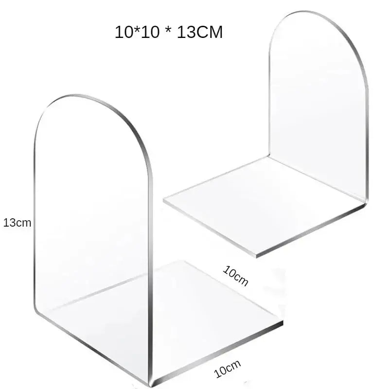 1PC Transparent Acrylic Bookend Stand Desktop Bookshelf Organizer School Stationery Holder Decorative Storage Rack for Books