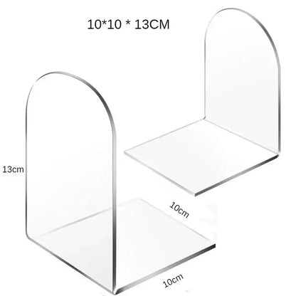 1PC Transparent Acrylic Bookend Stand Desktop Bookshelf Organizer School Stationery Holder Decorative Storage Rack for Books