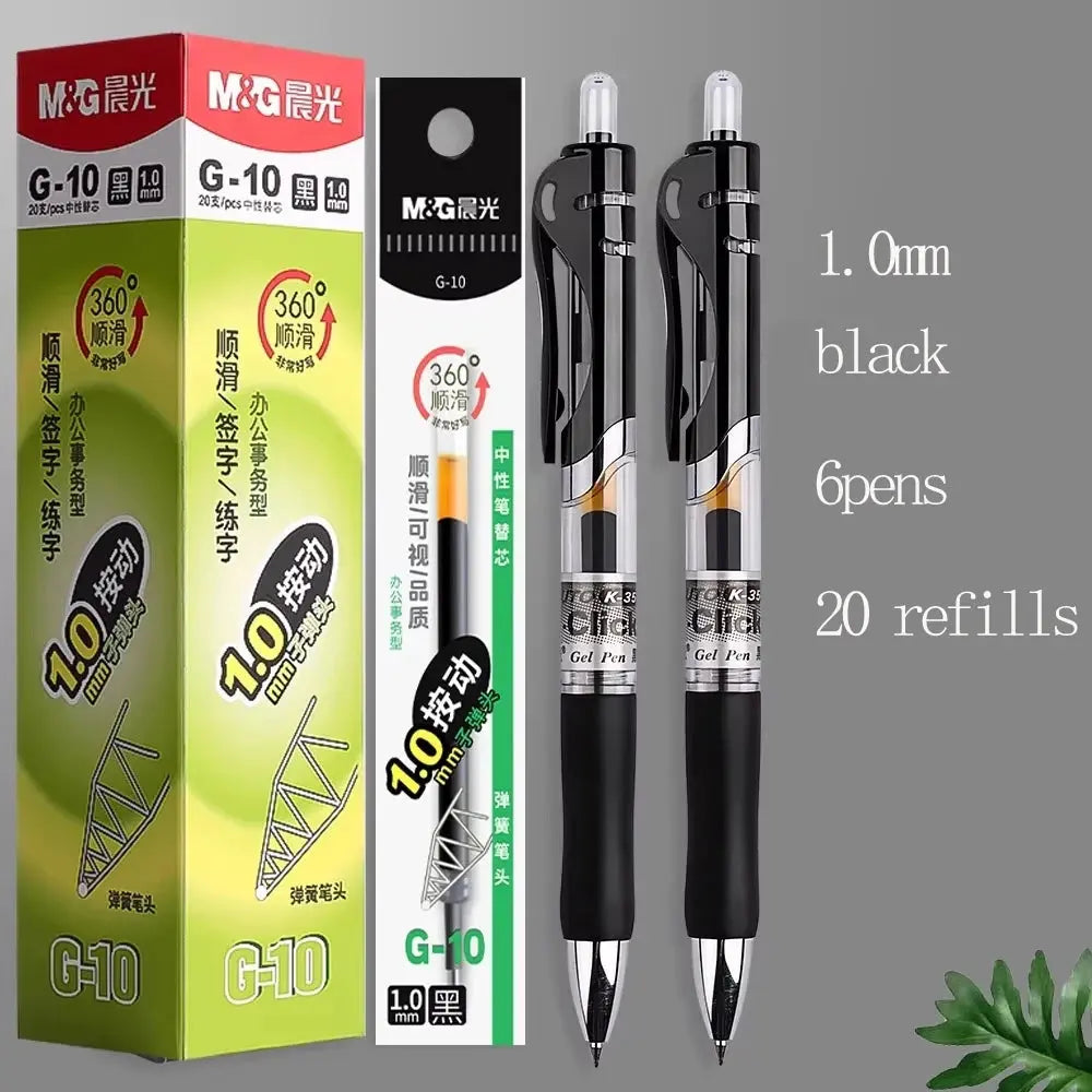 M&G 1.0mm Gel Pens Ultra Thick Large Capacity Signature Pen Practice Black Bold Tip Pen, Office and Student Signature Pen