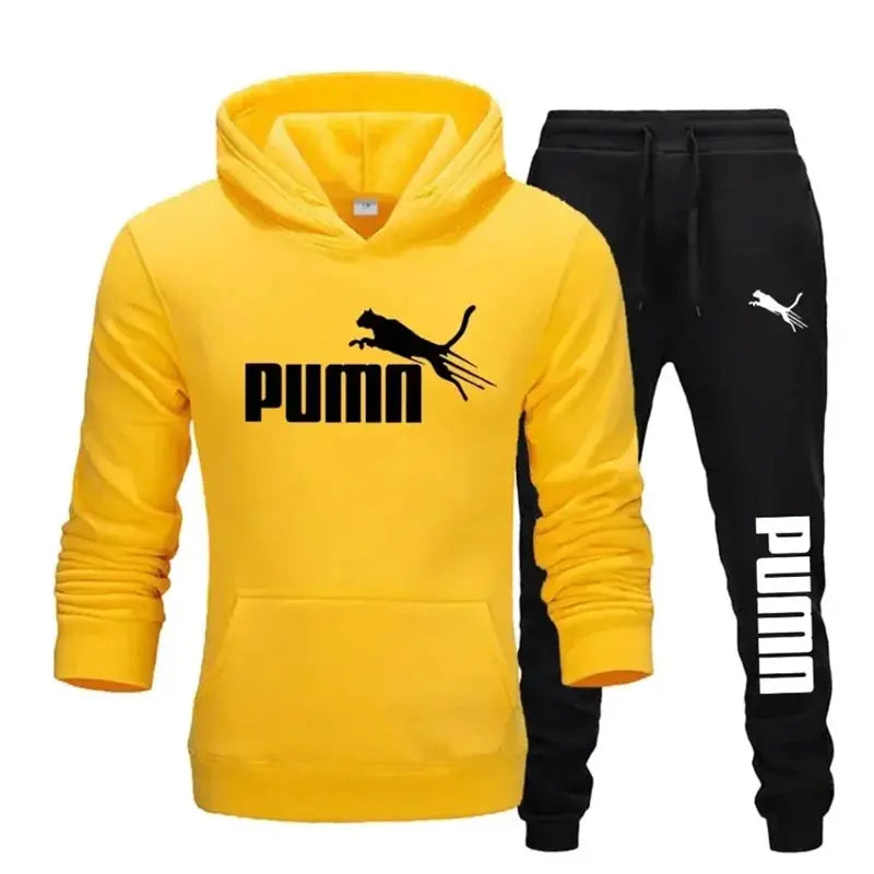 New autumn and winter men's pullover hoodie + pants 2-piece fashionable and trendy fitness jogging casual sportswear set Shoporiz