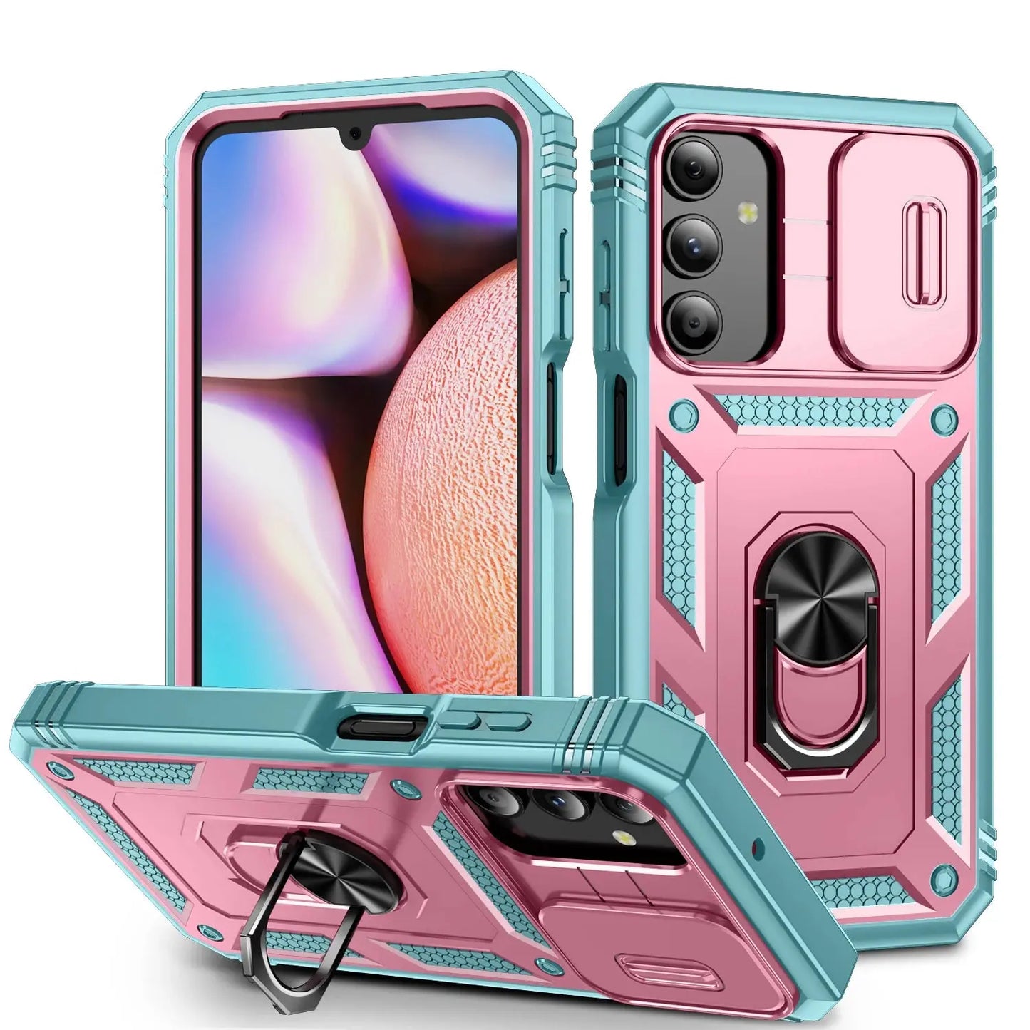 Case For Galaxy A16 A17 A15 A14 A56 A36 A26 A06 A35 A55 A25 A35 A54 A53 Camera Slide Armor Protection 360 Degree Rotate Cover