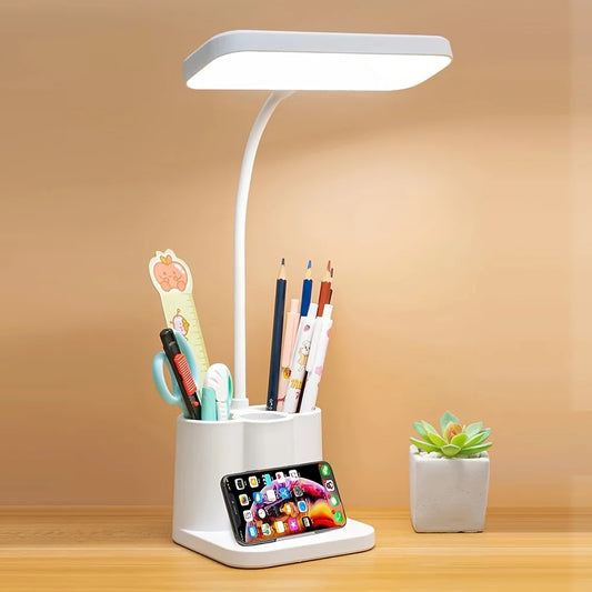 USB Rechargeable Table Lamp Learning Dormitory Bedroom Bedside LED Night Light Eye Protection 3 Levels Dimmable Touch Desk Lamp