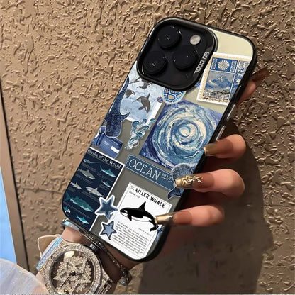 Ocean-Themed Pattern Phone Case for iPhone Shockproof Back Cover Compatible with Multiple Models Anti-Scratch Lightweight Matte