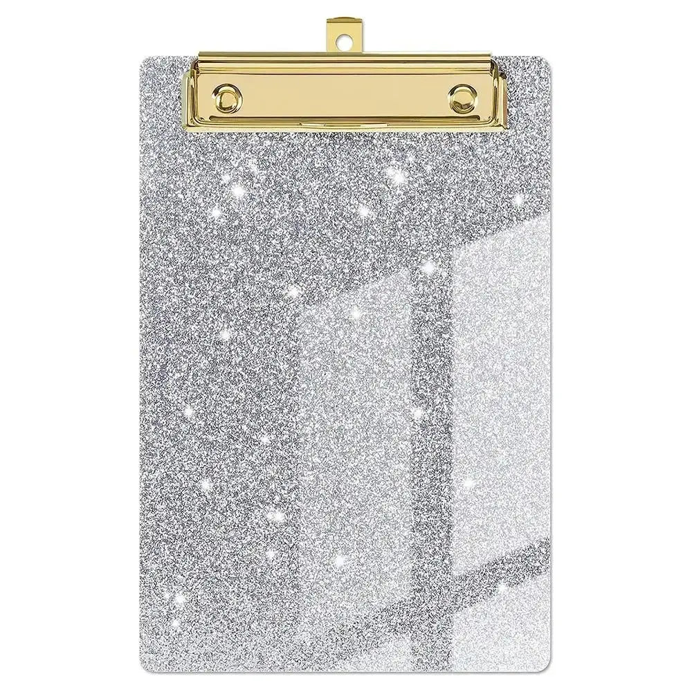 Durable Pink Glitter Acrylic Clipboards Colored Mental Clip Writing Clip Board Student Supplies Office Clipboard Classrooms