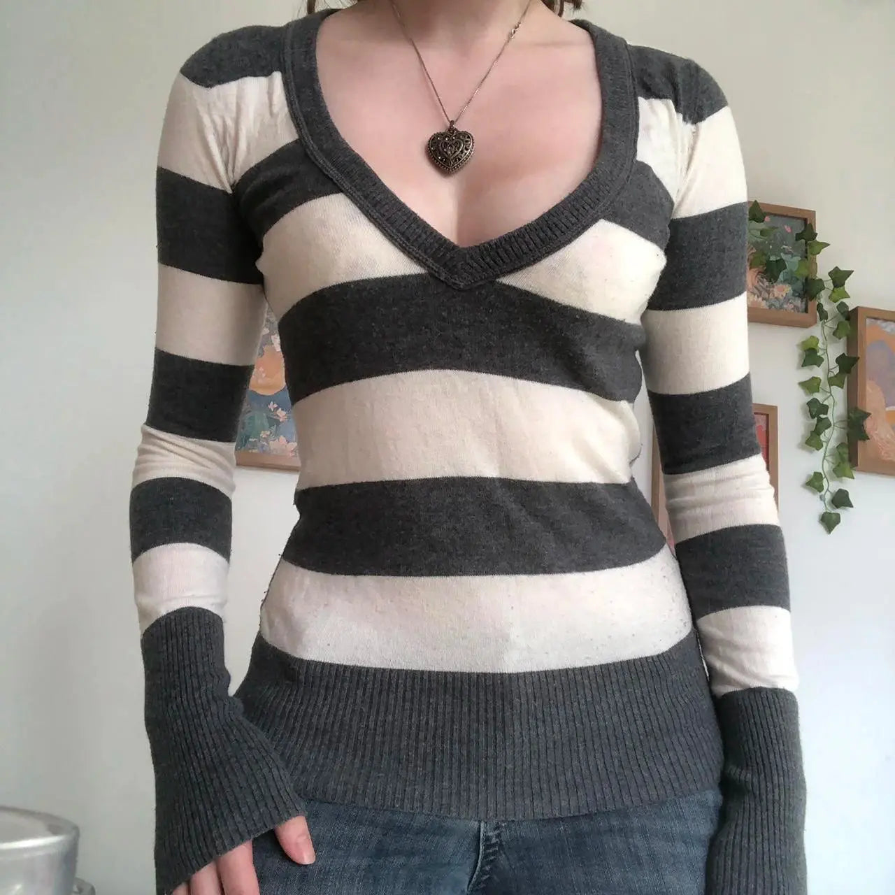 Cottage Cyber Grunge Sweats Tops Autumn Clothes E-girl Emo Mall Goth T-shirt Y2k Aesthetic Long Sleeve Round Neck Pullovers Tees Shoporiz