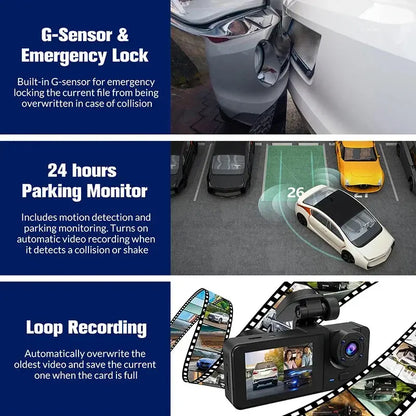 1080P HD WIFI 2/3Camera Dash Cam For Car Camera Video Recorder Car DVR Front Rear View Camera Night Vision Car Accessories