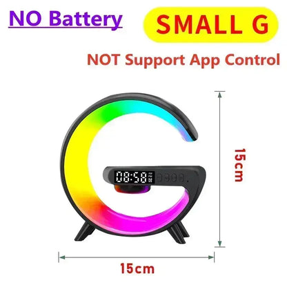 Multi-Functional (No Battery) Device Wireless Charger + Bluetooth Speaker RGB LED Alarm Clock Ambient Light For iPhone 12-17 Shoporiz