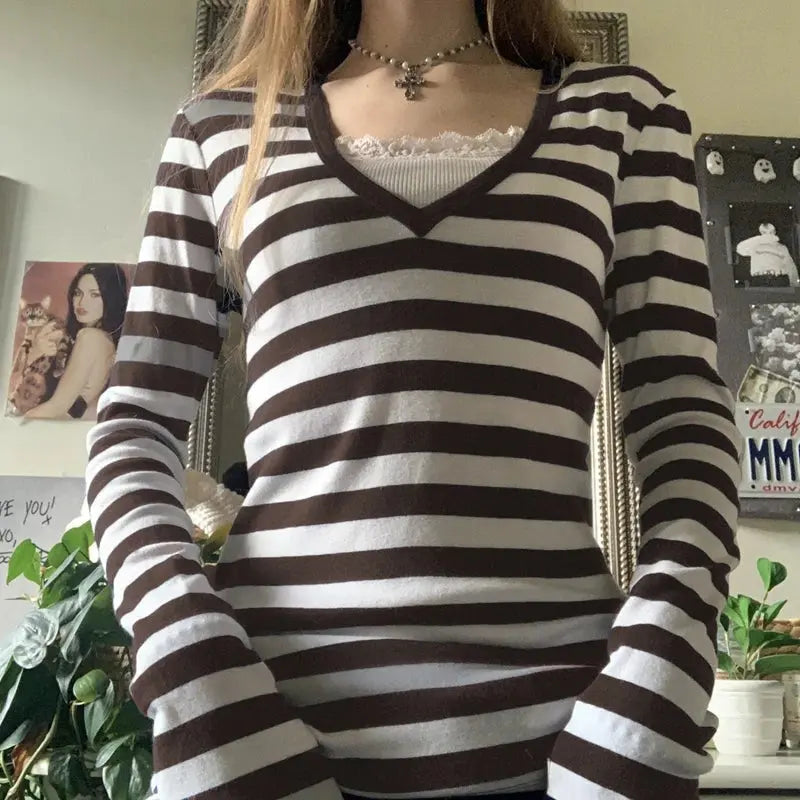 Cottage Cyber Grunge Sweats Tops Autumn Clothes E-girl Emo Mall Goth T-shirt Y2k Aesthetic Long Sleeve Round Neck Pullovers Tees Shoporiz