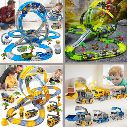 Space Track Toys Magic Climbing electric Engineering Race Car Toy  Bendable Flexible Race track Cars Train Toy For Kid Gift
