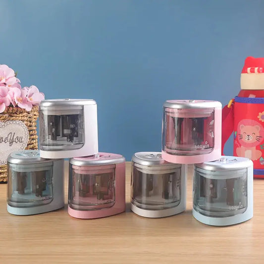 Auto Pencil Sharpeners Electronic Pencil Sharpener Two Double Holes Switch For 6-12mm Pencil and Color Pencil Cute School Supply