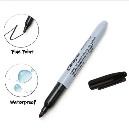 12pcs Black Permanent Marker Pens, Fine Tip, Waterproof, Quick Drying shoporiz