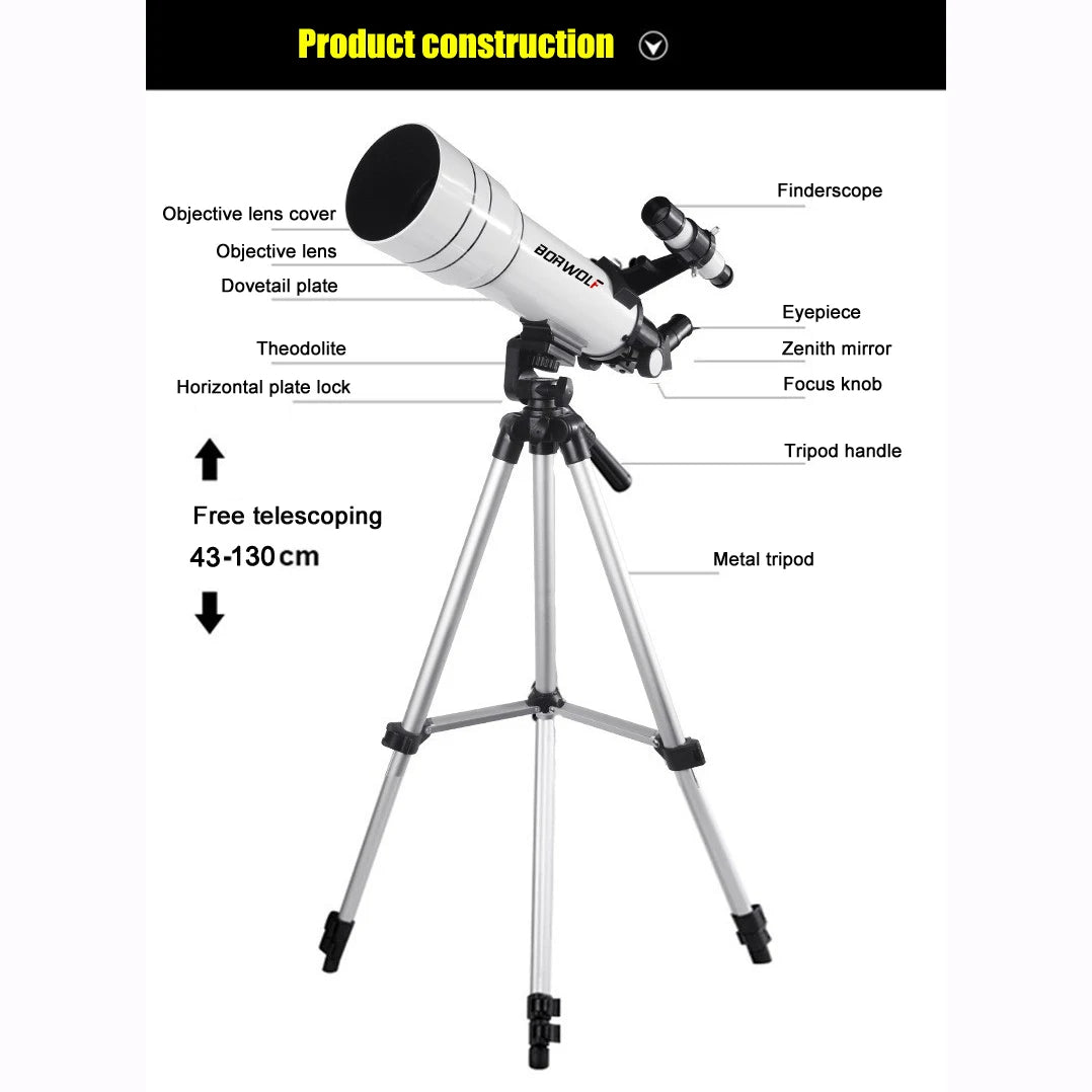 BORWOLF 70400 Professional High-definition Astronomical Telescope 333X To See The Moon and Stars Bird Watching Monocular shoporiz