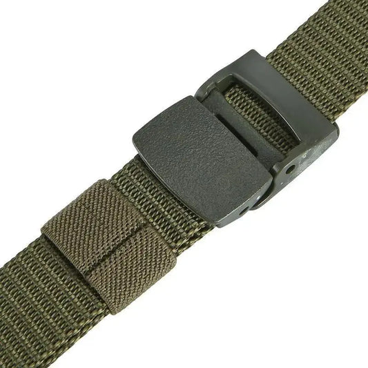 Unisex Children's Military Belt 2.5cm Wide Canvas Nylon Outdoor Tactical Automatic Buckle 90cm Knitted Solid Color Casual
