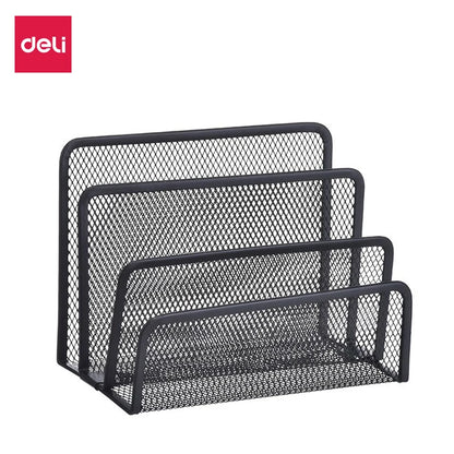 Black Metal Iron Mesh Desk Organizer - Letter Tray Holder for Paper Magazine Book Office Grid Tray