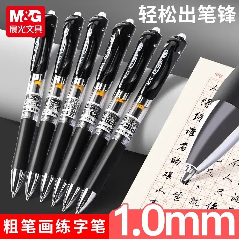 M&G 1.0mm Gel Pens Ultra Thick Large Capacity Signature Pen Practice Black Bold Tip Pen, Office and Student Signature Pen