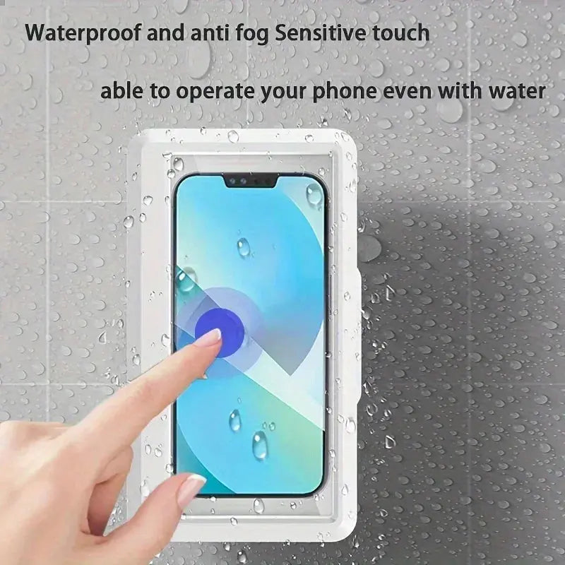360° Rotation Waterproof Anti-Fog Mobile Phone Case Universal Shower Holder for Bathroom Touchable Plastic Wall Mount Shoporiz