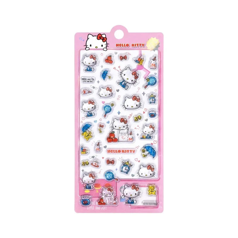 Hello Kitty  Sanrio 3D Embossed Crystal Stickers Children Girl Cartoon  Toys DIY Decoration Reward Stickers Holiday Gifts shoporiz