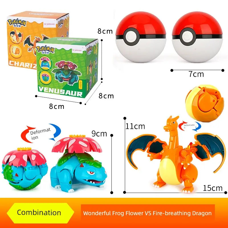 Gengar Pokemon Deformation Poke Ball Fast Dragon Toy Doll Movable Joint Toy Pet Doll Master