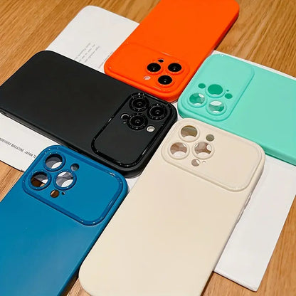 Luxury Solid Color TPU Shockproof Phone Case For IPhone 14 Pro Max 13 12 15 Pro Max Lens Protection Bumper Rear Cover For IPhone 11 Pro Max X XS XR 8 7 Plus Case
