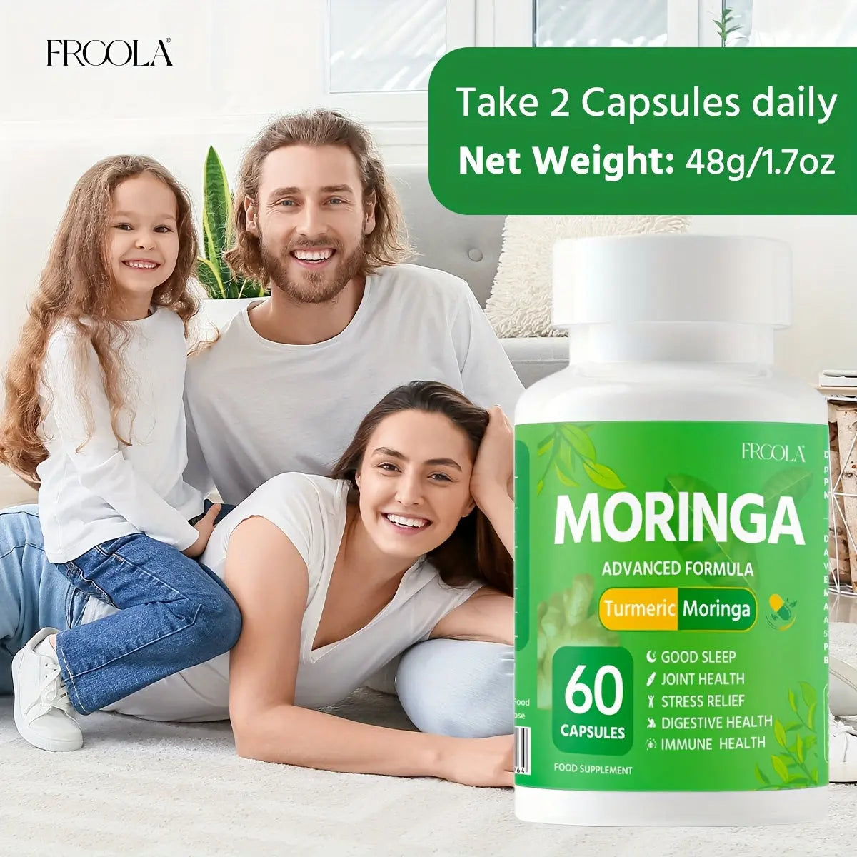 1pc Premium Moringa Leaf Powder - Pure Single Origin Capsules For Nutrition And Wellness - Rich In Antioxidants And Vitamins For Healthy Living