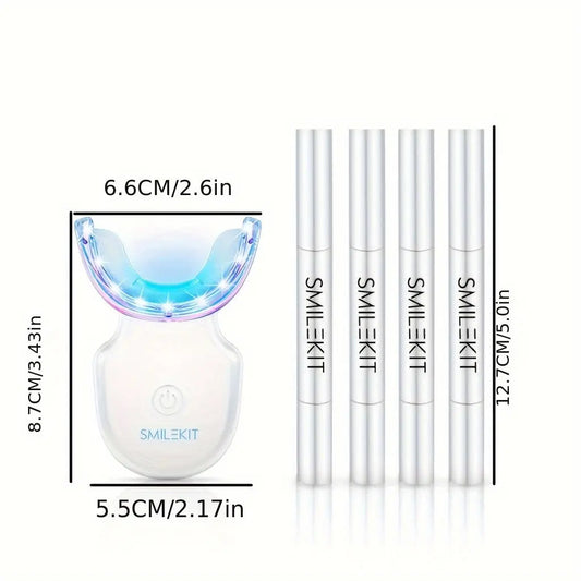 Rapidly Rechargeable Wireless Teeth Whitening Kit Advanced LED Blue Light for Safe & Easy At-Home Use Includes 4 Whitening Gel Pens for a Naturally Radiant Stain-Free Smile Shoporiz