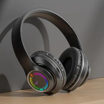 Glowing Wireless Headphones with Multi-Color LED Lights Comfortable And Foldable Design Suitable for Tablets Pcs Tvs And Phones