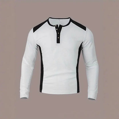 Mens Long-sleeve Sweatshirt With Patchwork Jacquard Design Loose Fit Shoporiz