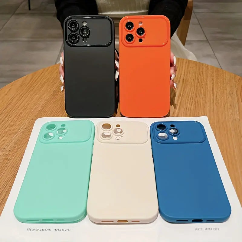 Luxury Solid Color TPU Shockproof Phone Case For IPhone 14 Pro Max 13 12 15 Pro Max Lens Protection Bumper Rear Cover For IPhone 11 Pro Max X XS XR 8 7 Plus Case