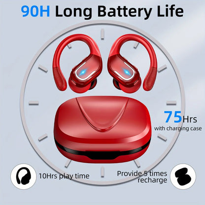 LIFEBEE New Wireless Earbuds for Running Sports, Wireless Earphones with Earhooks Pure Bass Sound, Over Ear Headphones with Dual-LED Display, Noise Cancelling Headset Earphones Built-in Microphone