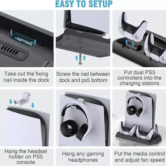 PS5 Vertical Cooling Fan Stand Controller Charger Station For  Playstation 5 Shoporiz