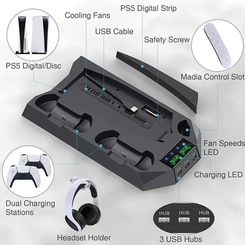 PS5 Vertical Cooling Fan Stand Controller Charger Station For  Playstation 5 Shoporiz