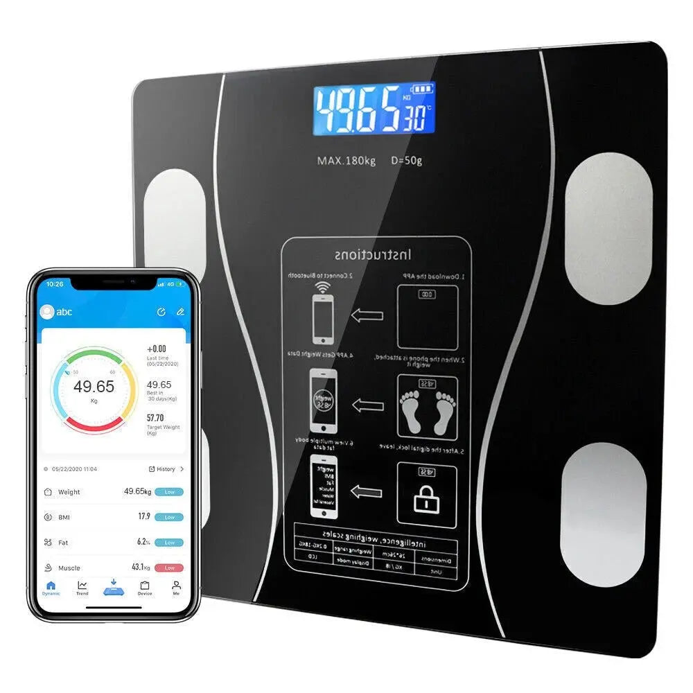 Body Fat Scale 180kg Bluetooth Smart BMI Digital Bathroom Wireless Weight Scales Shoporiz