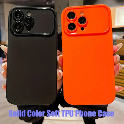 Luxury Solid Color TPU Shockproof Phone Case For IPhone 14 Pro Max 13 12 15 Pro Max Lens Protection Bumper Rear Cover For IPhone 11 Pro Max X XS XR 8 7 Plus Case
